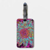 Psychedelic Blauwgroen Blue Abstract Decoratief Da Bagagelabel (Achterkant verticaal)