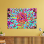 Psychedelic Blauwgroen Blue Abstract Decoratief Da Canvas Afdruk (Insitu (Woonkamer))