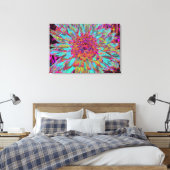 Psychedelic Blauwgroen Blue Abstract Decoratief Da Canvas Afdruk (Insitu (Slaapkamer))