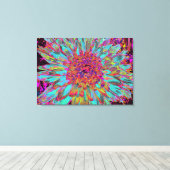 Psychedelic Blauwgroen Blue Abstract Decoratief Da Canvas Afdruk (Insitu (Houten vloer))