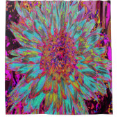 Psychedelic Blauwgroen Blue Abstract Decoratief Da Douchegordijn (Voorkant)