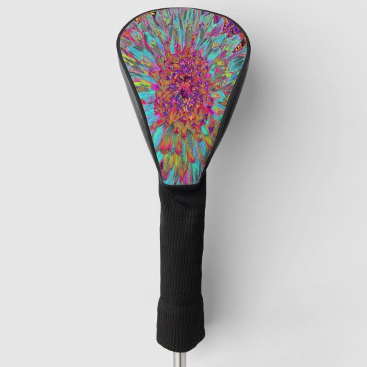 Psychedelic Blauwgroen Blue Abstract Decoratief Da Golfheadcover (Voorkant)
