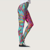 Psychedelic Blauwgroen Blue Abstract Decoratief Da Leggings (Rechts)