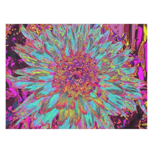 Psychedelic Blauwgroen Blue Abstract Decoratief Da Tafelkleed (Voorkant (Horizontaal))