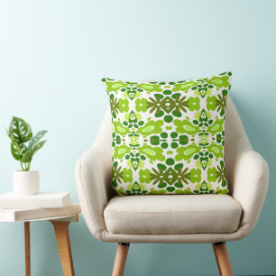 Psychedelic Bloemen & Hart Groen Wit Kussen