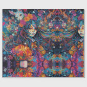Psychedelic Blue Alice in wonderland Thema Cadeaupapier (Vlak)