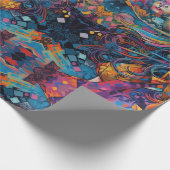 Psychedelic Blue Alice in wonderland Thema Cadeaupapier (Hoek)