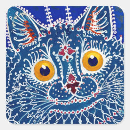 Psychedelic Blue Cat beroemd gemaakt door Louis Wa Vierkante Sticker