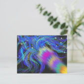 Psychedelic Blue Pink Paars Funky Abstracte Art Briefkaart (Staand voorkant)