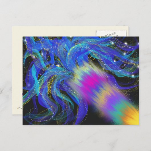 Psychedelic Blue Pink Paars Funky Abstracte Art Briefkaart (Voorkant / Achterkant)