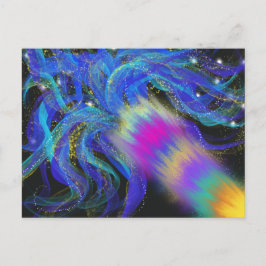 Psychedelic Blue Pink Paars Funky Abstracte Art Briefkaart