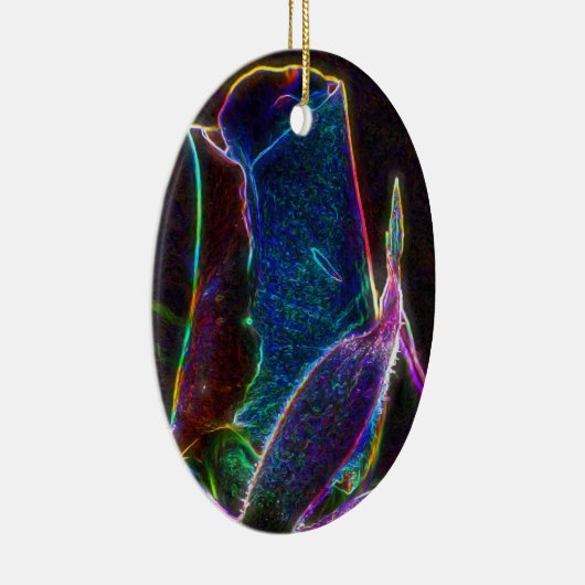 Psychedelic Blue Roos Flower Ornament (Rechts)