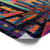 Psychedelic Blue Sinaasappel Drippy City Poster (Hoek)