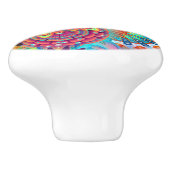 Psychedelic Bohemian Colorful Retro Abstract Keramische Knop (Zijkant)