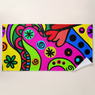 Psychedelic Bohemian Hippie Colorful Beach Towel Strandlaken