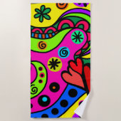 Psychedelic Bohemian Hippie Colorful Beach Towel Strandlaken (Voorkant)