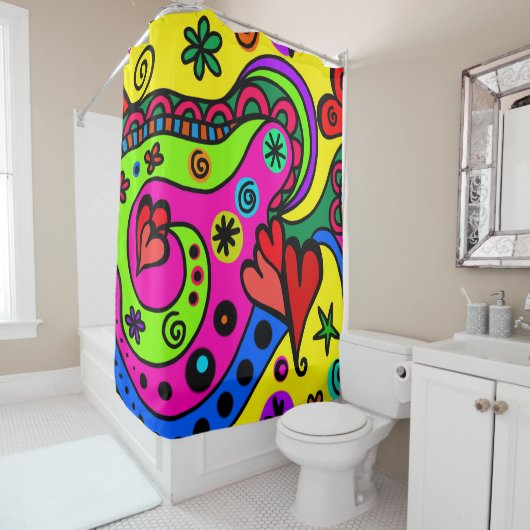 Psychedelic Bohemian Hippie Colorful Shower Curtai Douchegordijn (In situ)