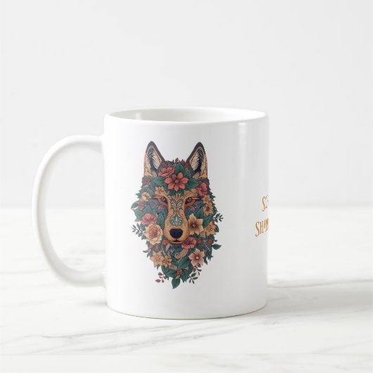 Psychedelic Boho Floral Wolf Art Coffee Koffiemok (Links)