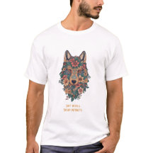 Psychedelic Boho Floral Wolf Art