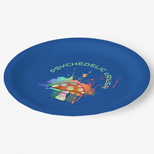 Psychedelic Boho Retro Party Amanita Mushroom Papieren Bordje (Gekanteld)