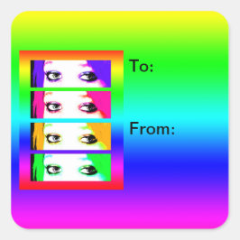 Psychedelic Bright Eyes Gift Label Stickers