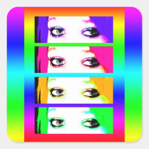 Psychedelic Bright Eyes Vierkante Sticker