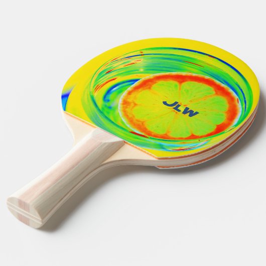 Psychedelic Bright Kleurrijke Pop Art Citrus Tafeltennisbatje (Voorkant Gekanteld)