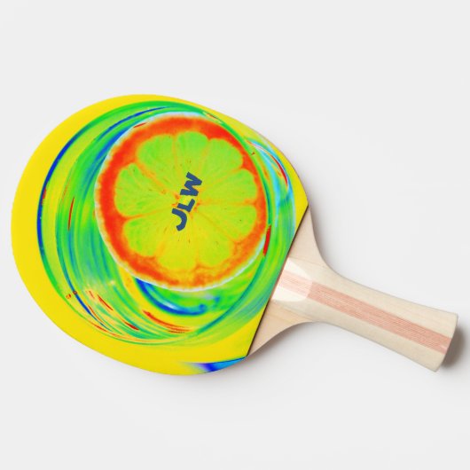 Psychedelic Bright Kleurrijke Pop Art Citrus Tafeltennisbatje (Zijkant)