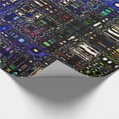 Psychedelic Bright Spot Light Wrapping Paper-Blue Cadeaupapier (Hoek)