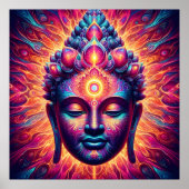 Psychedelic Buddha Art Poster - Vibrant Third Eye  (Voorkant)
