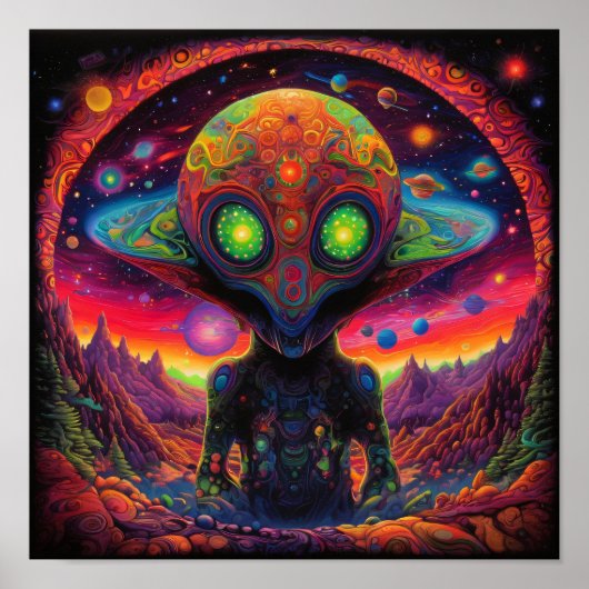 Psychedelic buitenaardse vriend poster (Voorkant)