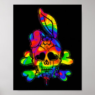 Psychedelic Bunny Skull Paasdag Poster