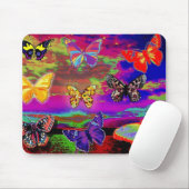 psychedelic Butterflies Mousepad Muismat (Met muis)