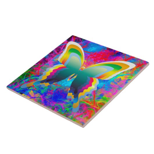 Psychedelic Butterflies Tegeltje (Zijkant)