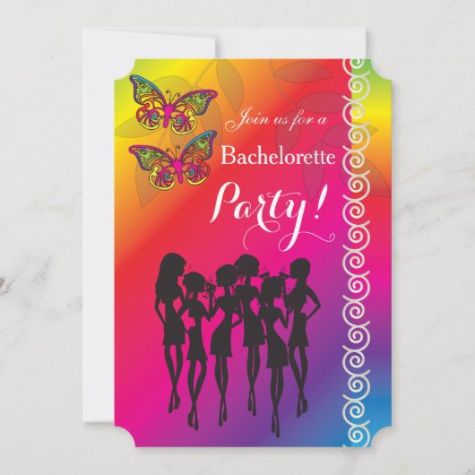 Psychedelic Butterfly Bachelorette Party Design Kaart (Voorkant)