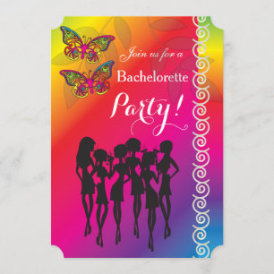 Psychedelic Butterfly Bachelorette Party Design Kaart