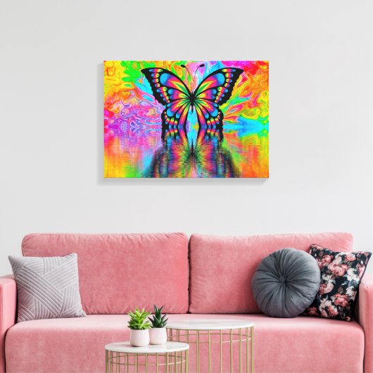 Psychedelic Butterfly Canvas Afdruk (Insitu (Woonkamer))