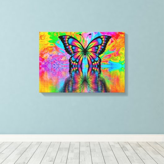 Psychedelic Butterfly Canvas Afdruk (Insitu (Houten vloer))