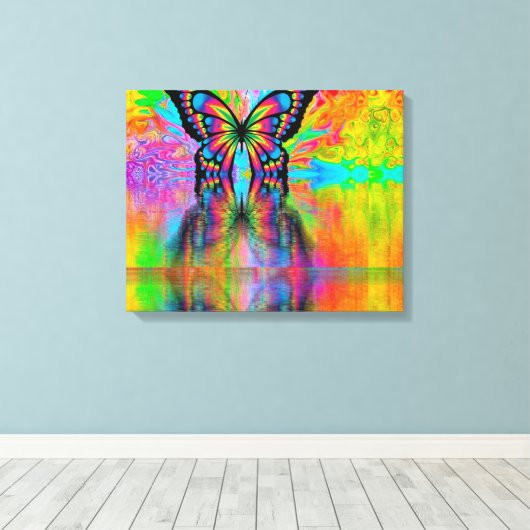 Psychedelic Butterfly Canvas Afdruk (Insitu (Houten vloer))