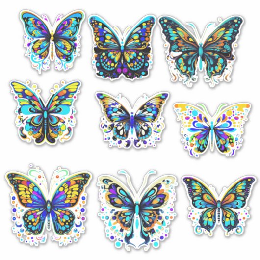 Psychedelic Butterfly Delight Sticker Sheet (Voorkant)