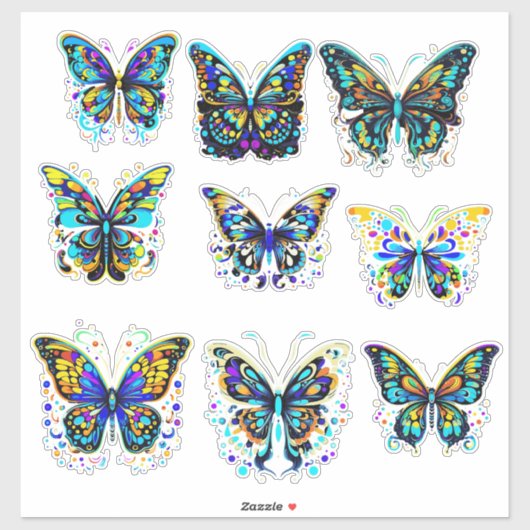 Psychedelic Butterfly Delight Sticker Sheet (Vel)