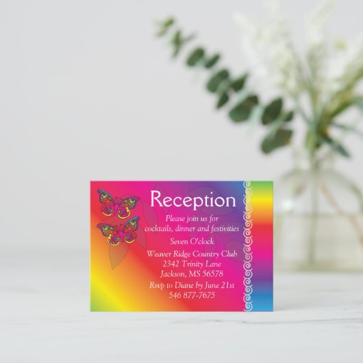 Psychedelic Butterfly Design Enclosure Card Informatiekaartje (Staand voorkant)