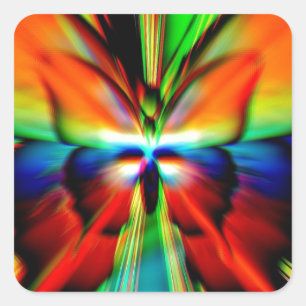 Psychedelic Butterfly Fractal Vierkante Sticker