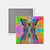 Psychedelic Butterfly Magneet (Voorkant / Achterkant)