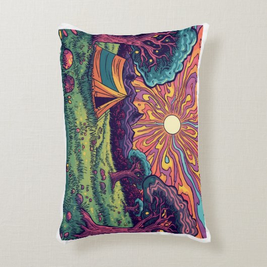 Psychedelic camping cushion accent kussen (Voorkant(Verticaal))