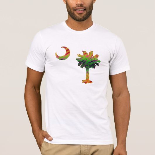 Psychedelic Carolina Palmetto & Crescent T-shirt (Voorkant)