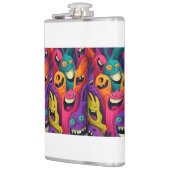Psychedelic Cartoon Creature Vinyl Wrapped Flask Heupfles (Links)