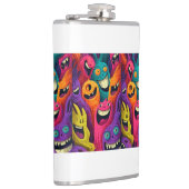 Psychedelic Cartoon Creature Vinyl Wrapped Flask Heupfles (Rechts)