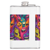 Psychedelic Cartoon Creature Vinyl Wrapped Flask Heupfles (Achterkant)