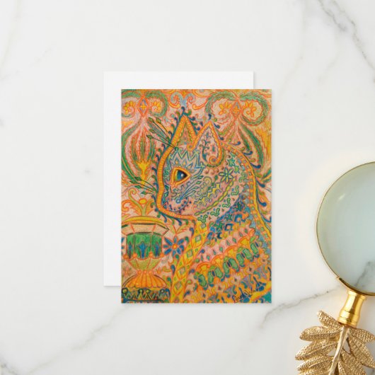Psychedelic Cat by Louis Wain Bedankkaart (Voorkant / Achterkant in situ)